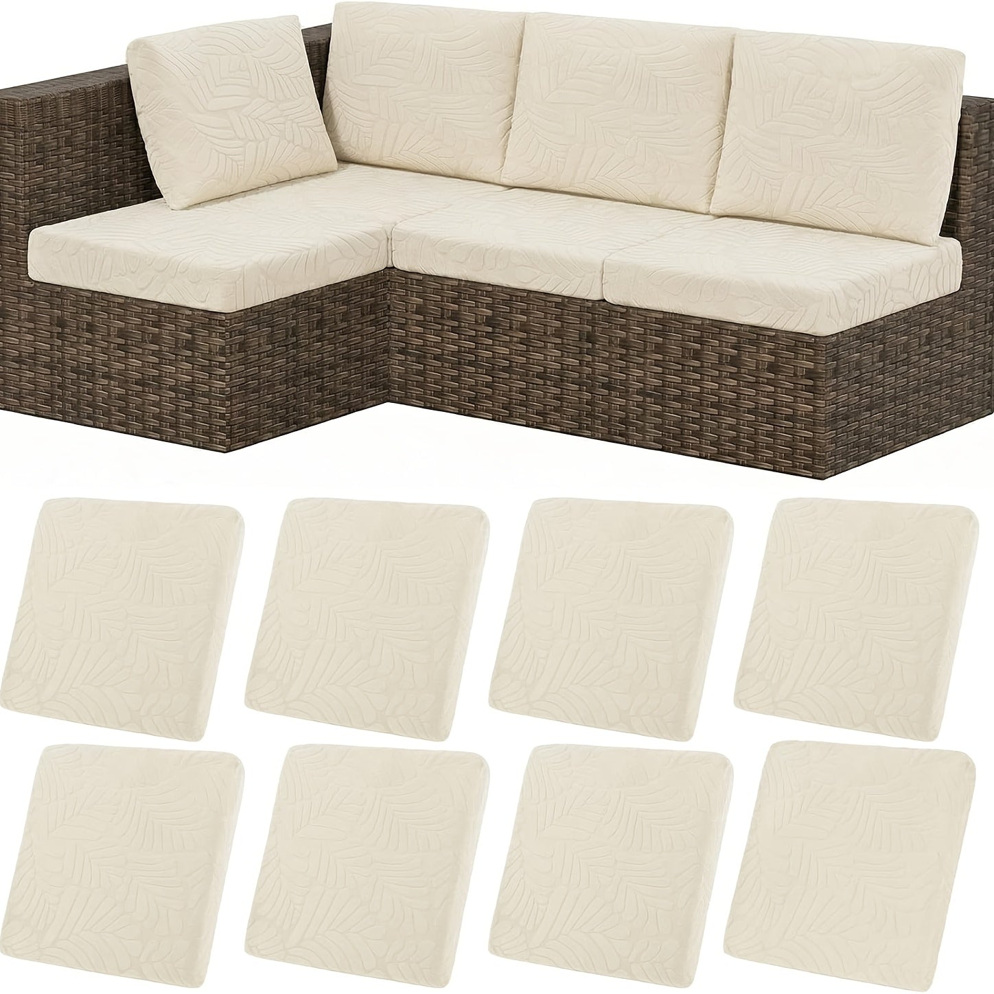 Outdoor Cushion Cover shown in the Beige, 8PCS option