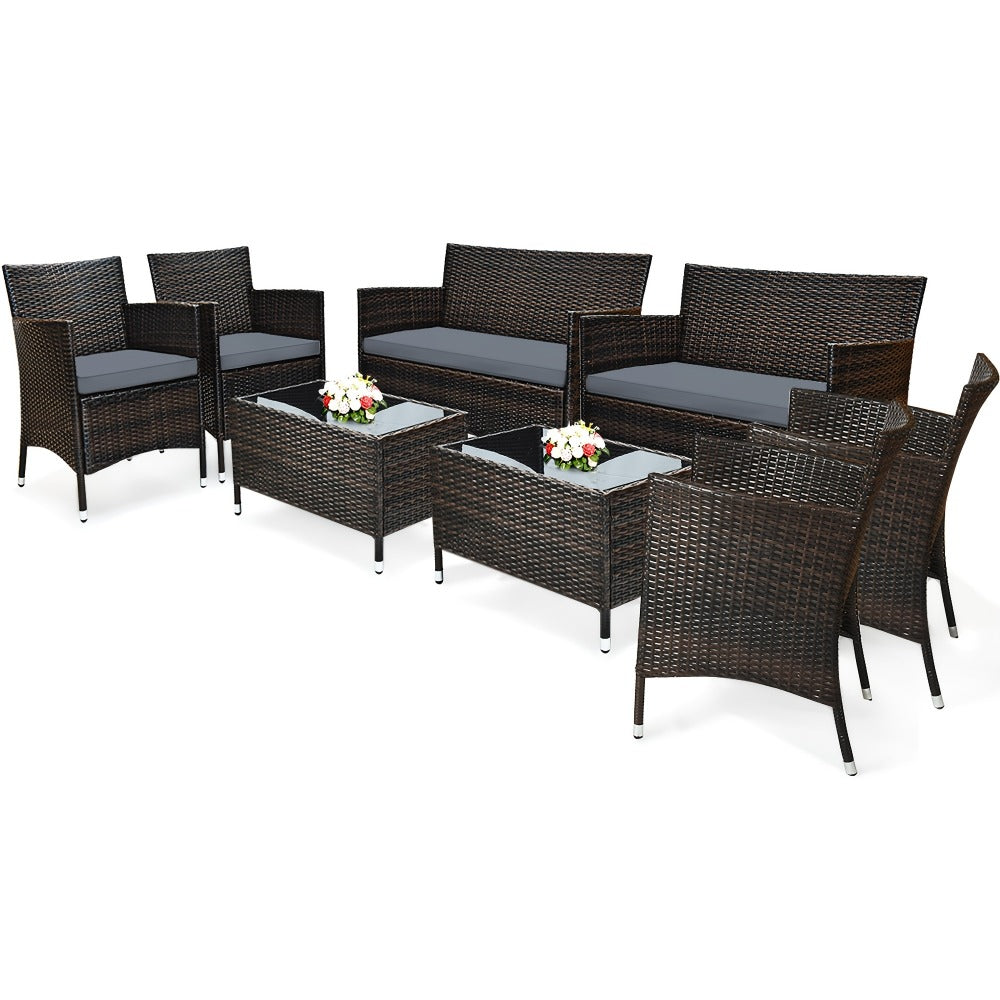 8-Piece Wicker Outdoor Patio Furniture Set with Two Chairs Included detail image - detail view 3