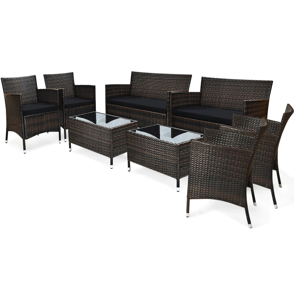 8-Piece Wicker Outdoor Patio Furniture Set with Two Chairs Included detail image - detail view 7
