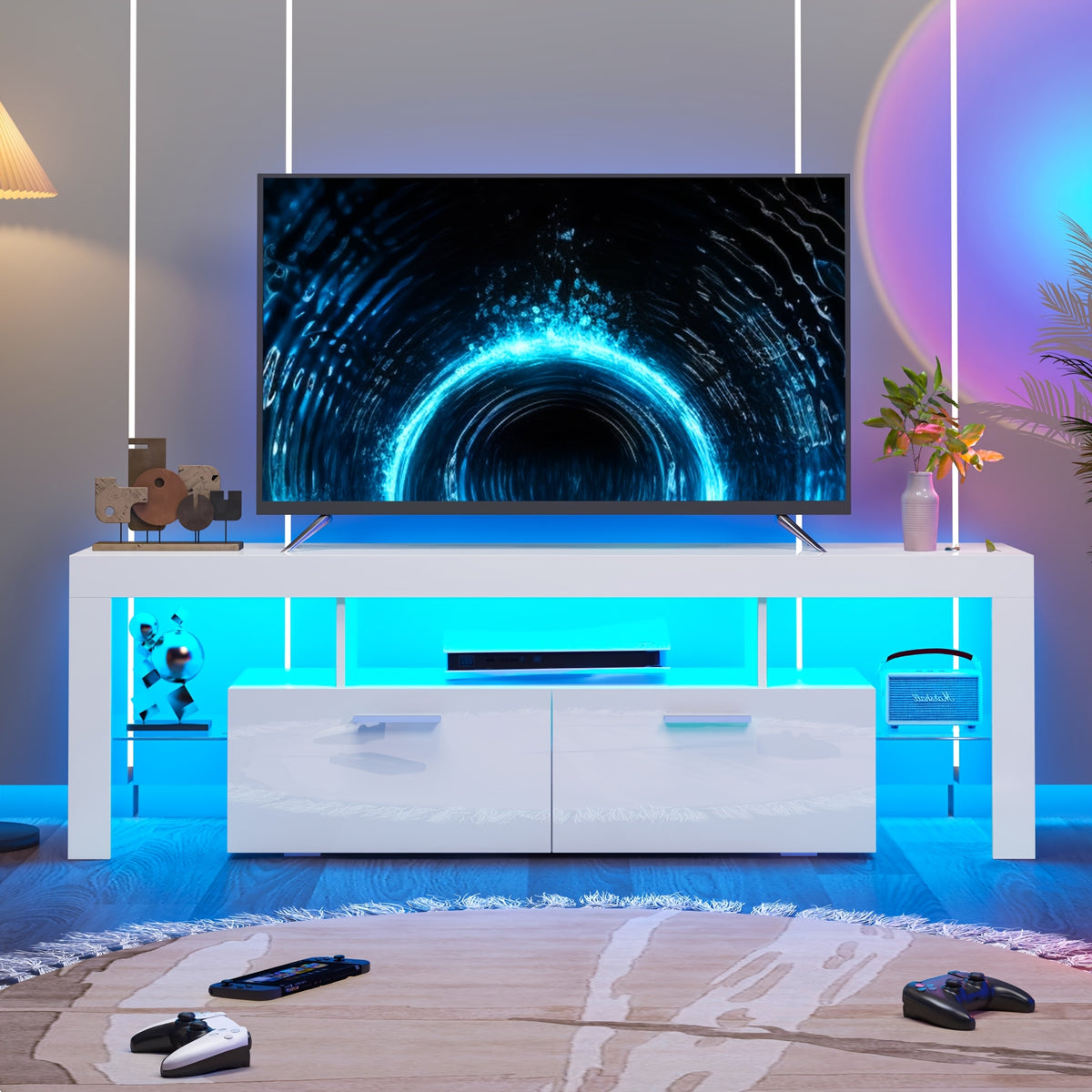 TV Stands and Entertainment Centers shown in the White, L160cm, for TVs below 75" option