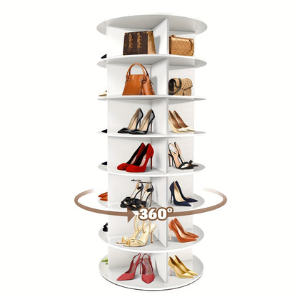 Rotating Shoe Rack Tower, 7 Tier Revolving Shoe Rack, 360° Spinning Shoe Rack for Closet, Vertical Shoe Tower Organizer, Easy to Assemble Closet Organizers And Storage for Handbag, Shoe