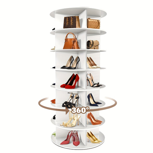 Rotating Shoe Rack Tower, 7 Tier Revolving Shoe Rack, 360° Spinning Shoe Rack for Closet, Vertical Shoe Tower Organizer, Easy to Assemble Closet Organizers And Storage for Handbag, Shoe