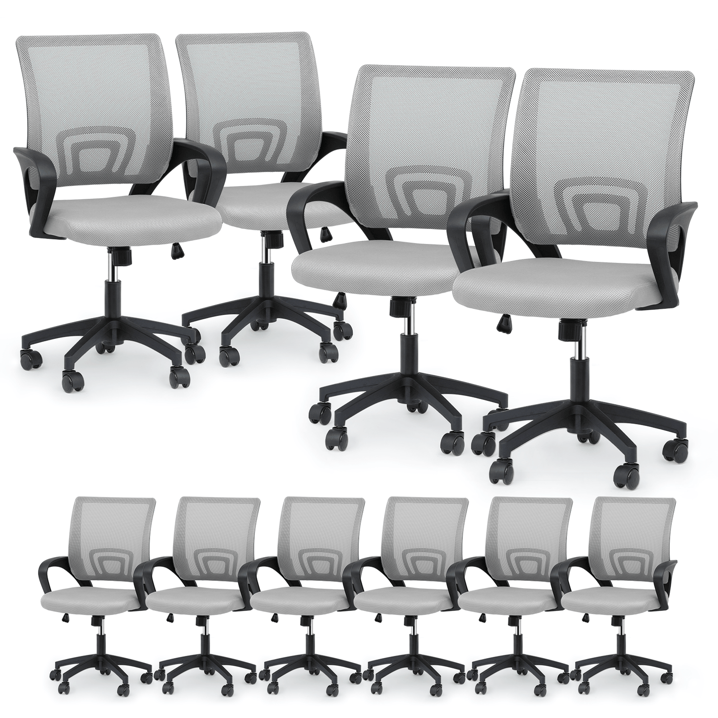 Mesh Office Home Chair, Mid Back Ergonomic Rolling Swivel Chair with Padded Seat and Armrest