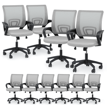 Mesh Office Home Chair, Mid Back Ergonomic Rolling Swivel Chair with Padded Seat and Armrest