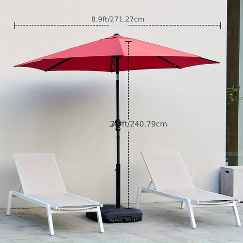 9ft/10ft/15ft Outdoor Patio Umbrella with Push Button Tilt and Crank,Outdoor Yard/Market Table Umbrella UV Protection & Deck, Backyard, Pool,Sandy Shore