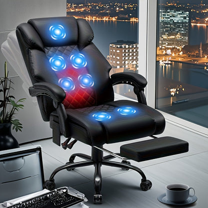 7-Point Vibrating Massage Office Chair with Heated, Ergonomic Desk Chairs with Footrest And 135 Degree Reclining High Back, Big And Tall Executive Office Chair 400LBS, Thick Cushion Gaming Chair for Home Office