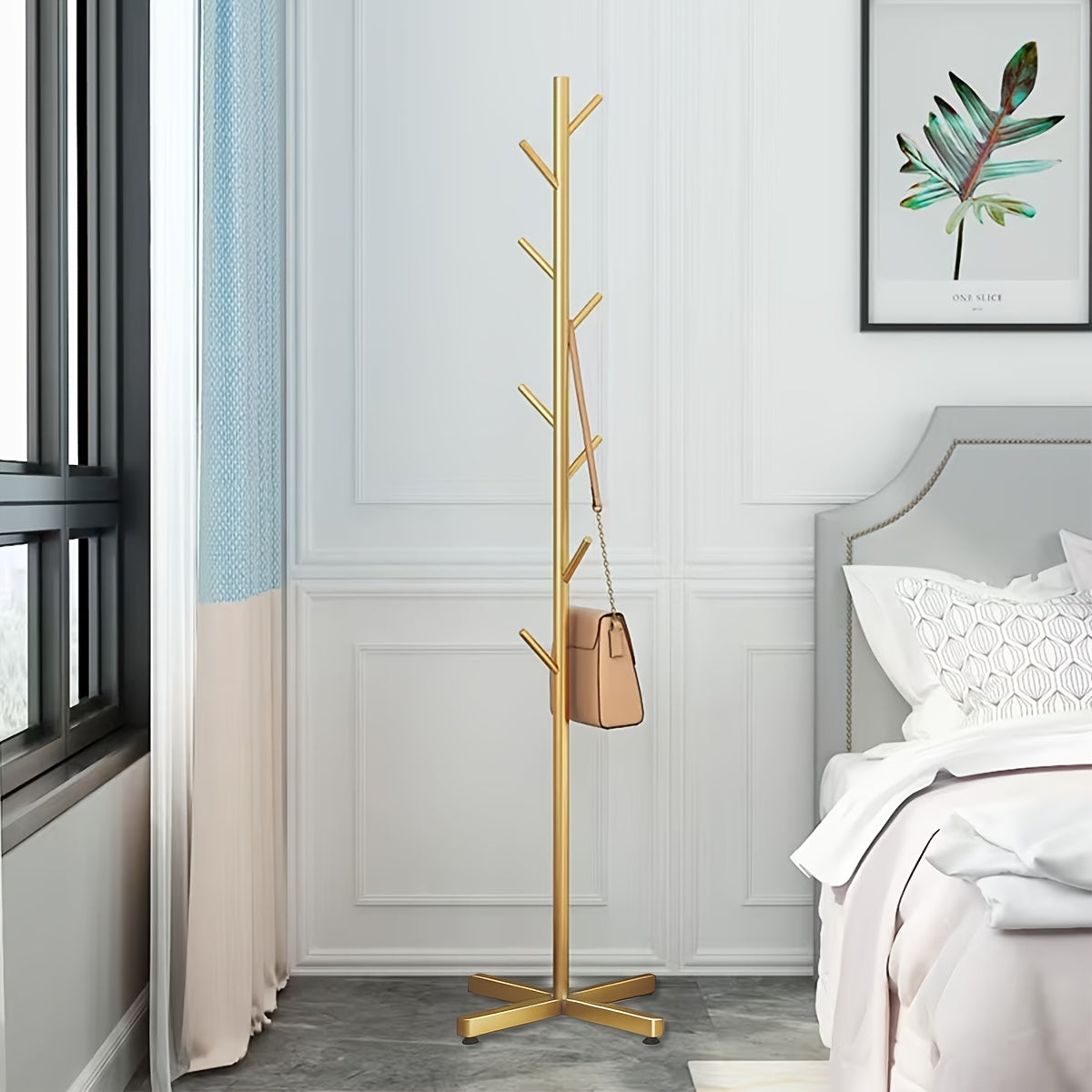 1pc Contemporary Upright Coat Stand, Metal Entryway Garment Hanger, Freestanding Rack for Hats & Bags, Hat Holder, Furniture Add-On