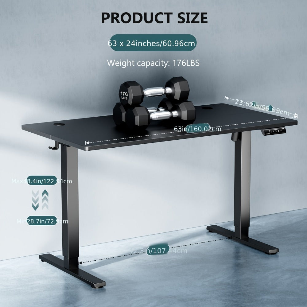 Electric Standing Desk Adjustable Height – Motorized Sit Stand Desk with Memory Presets, Home Office Ergonomic Workstation, 40/48/55 Inch, Black, Oak, Brown, White