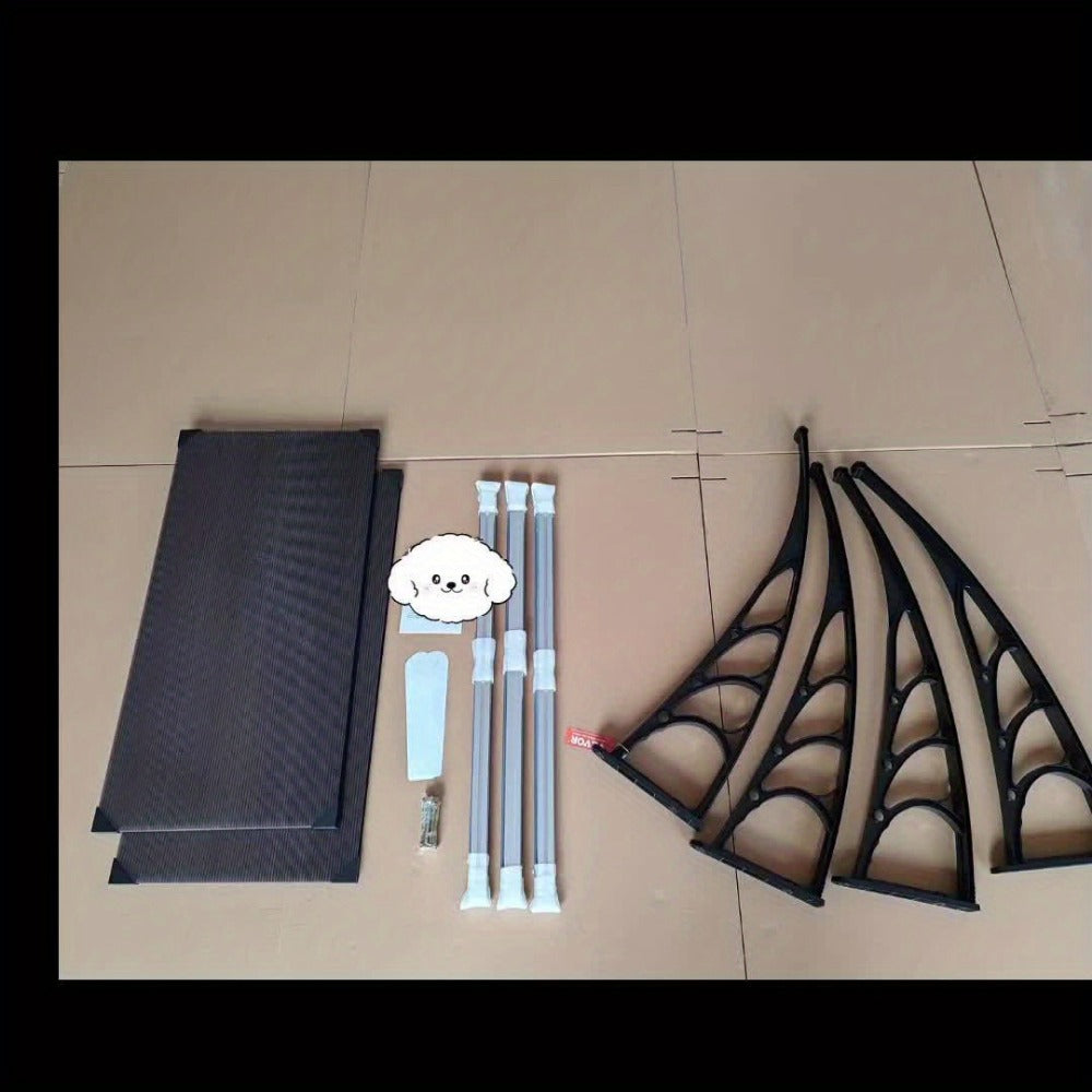 Door Window Awning 40x40 Inch Polycarbonate Panel Exterior Canopy with Aluminum Strips & Black ABS Brackets for Home Eaves Rain Sun Shade