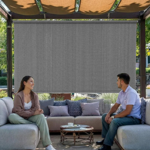 Outdoor Roller Shade with Two Operation Mode, New Material Outdoor Patio Blinds with UV Protection, Patio Shade for Shading, Privacy Protection