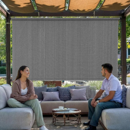 Outdoor Roller Shade with Two Operation Mode, New Material Outdoor Patio Blinds with UV Protection, Patio Shade for Shading, Privacy Protection