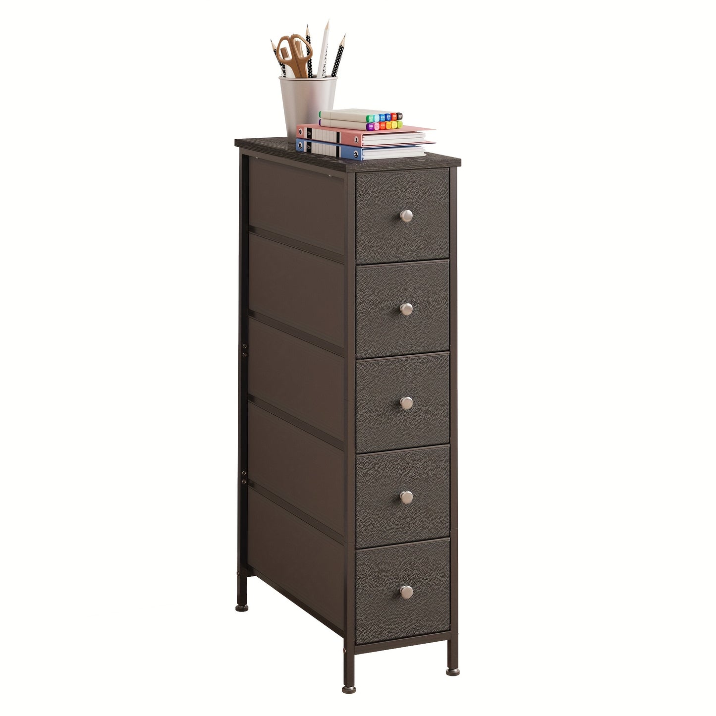 Narrow Storage Cabinet, Dresser With 4/5 Drawers, Slim Fabric Dresser Storage Tower For Small Space, Dresser With Steel Frame, Wood Top, For Bedroom, Bathroom, Living Room, School And Dormitory Storage, Closet, Laundry, For Halloween And Christmas