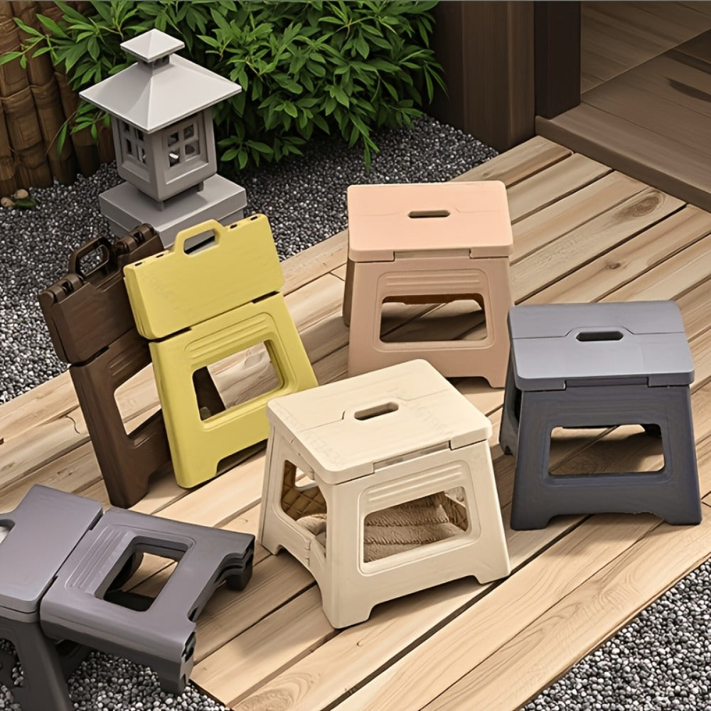 Folding Step Stool Non-Slip Portable Footstool | Adjustable Height, Durable Plastic, Lightweight Shoe Bench for Kitchen, Bathroom, Bedroom, Home Use | Easy to Store, Modern Style