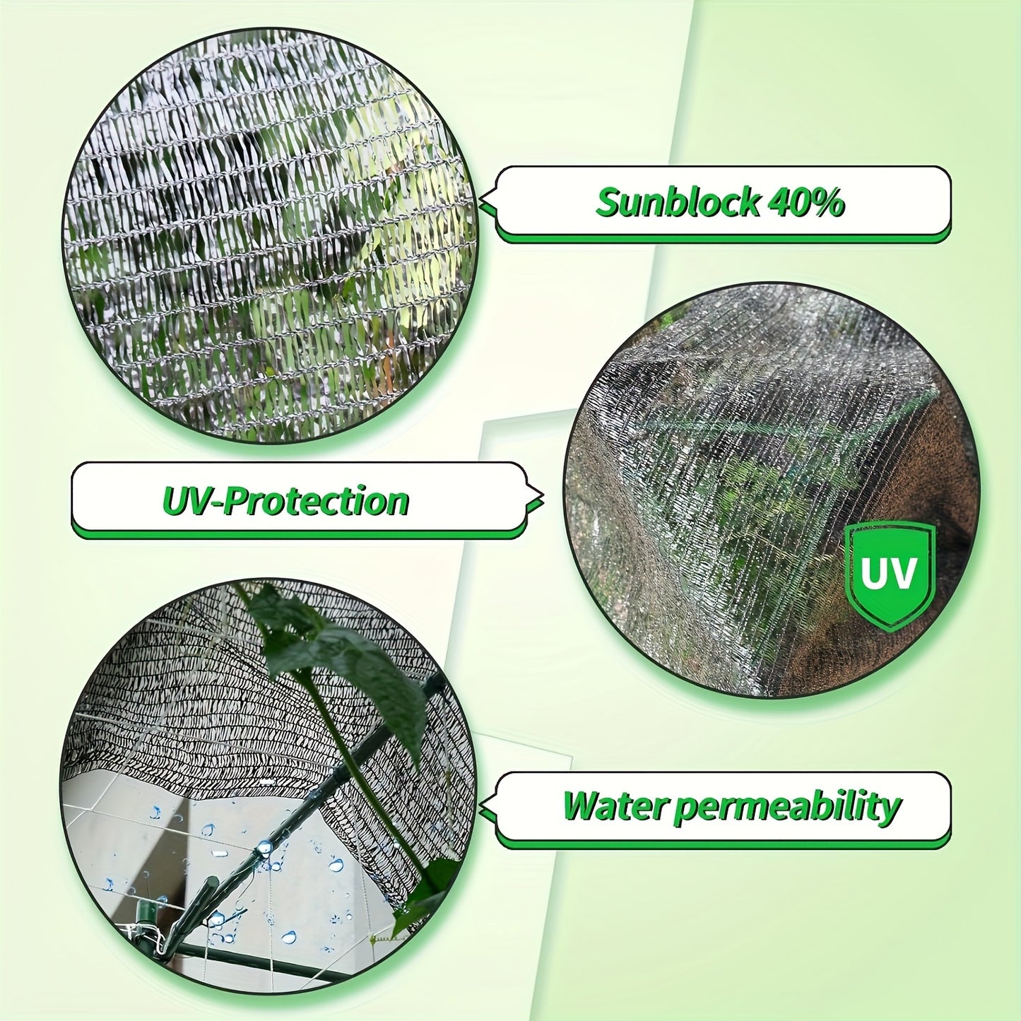 40% Shade Cloth for Gardens, Mesh Sunshade Netting, Sunblock Material with Grommets Designed for Plant Heat Protection in Patios, Outdoor Areas, Greenhouses, Pergolas, And Chicken Coops