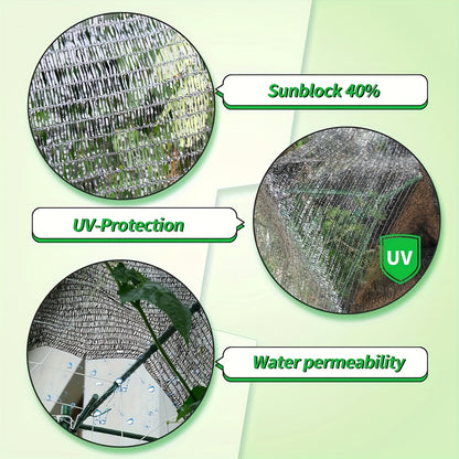 40% Shade Cloth for Gardens, Mesh Sunshade Netting, Sunblock Material with Grommets Designed for Plant Heat Protection in Patios, Outdoor Areas, Greenhouses, Pergolas, And Chicken Coops