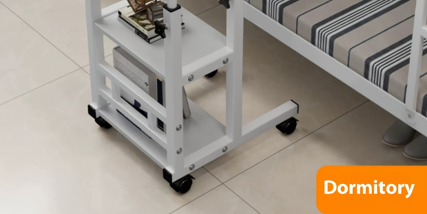 1 Movable Multifunctional Computer Desk, Home Bedroom Bedside Table Computer Desk, Bedroom, Living Room Dormitory, Lazy And Simple Student Writing Desk, Movable And Adjustable Height Laptop Desk, 360 Degree Rotating Wheels, Perfect Birthday Gift.