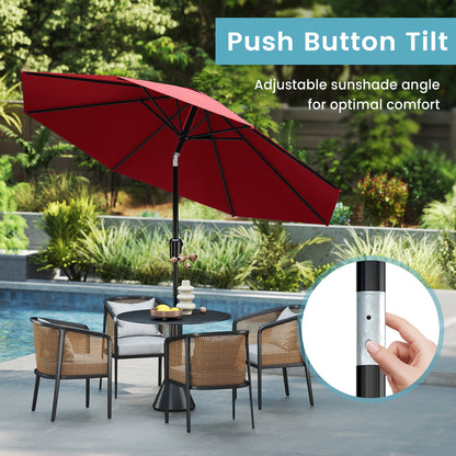 [9ft/10ft Patio Umbrella] 9ft/10ft Outdoor Patio Umbrella | Push Button Tilt, Internal Crank Lift System, 5 Colors | Ideal for Table or Beach