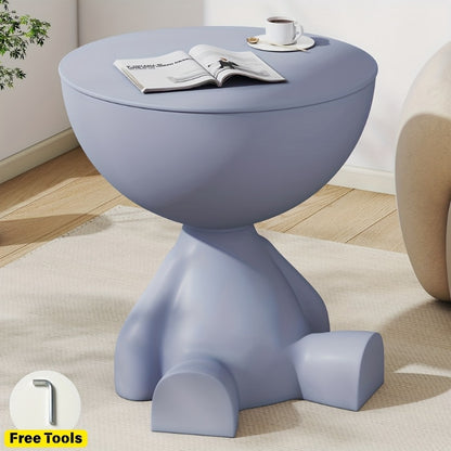 Round End Table with Hidden Storage – Cute Novelty Side Table & Nightstand for Small Spaces | Compact Plastic Accent Table for Living Room, Bedroom & Dorm | Stylish Gift for Home Lovers