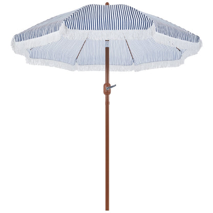 Costoffs 7.5ft/9ft Golf Umbrella with Tassels, Fringe Portable Beach Umbrella, Umbrella Outdoor Patio with Crank Operating Mechanism, Tilting Aluminum Pole, Fiberglass Ribs For Garden, Pool