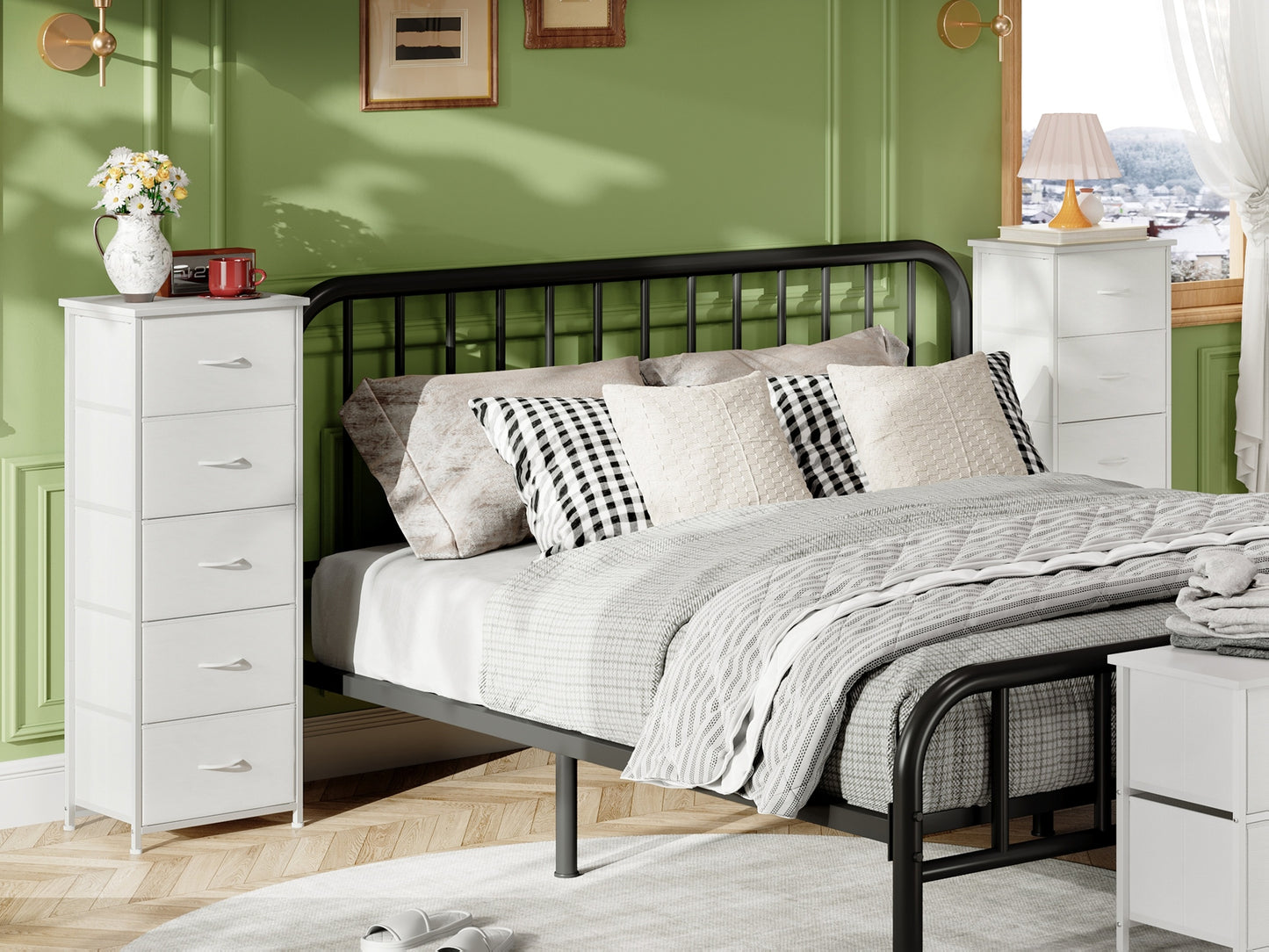 EUNOS Tall Dresser for Bedroom, Storage Organizer Chest Of Drawers with Removable Fabric Bins for Living Room Closet Bedside Laundry Entryway Hallway