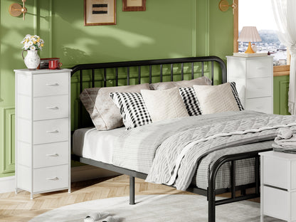EUNOS Tall Dresser for Bedroom, Storage Organizer Chest Of Drawers with Removable Fabric Bins for Living Room Closet Bedside Laundry Entryway Hallway