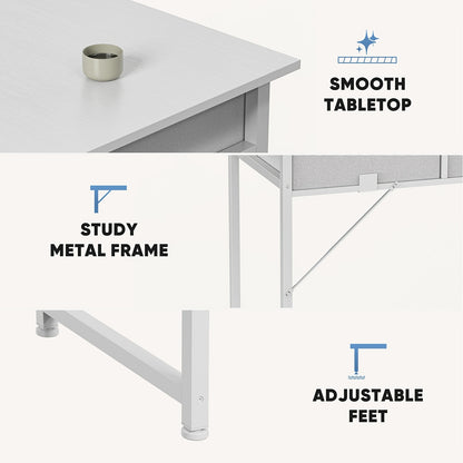 [Makeup Vanity Desk] 32" Small Makeup Vanity Desk with Storage Drawers And Side Bag, Compact Bedroom Dressing Table with Hair Dryer Hook, Modern Study Writing Desk for Small Spaces
