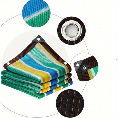 Sun Shade Net Striped Multicolor 90% Sunblock Breathable HDPE Plastic Corner Guards – 2 Sizes Outdoor Shade Cloth for Garden Terrace Balcony Carport Picnic