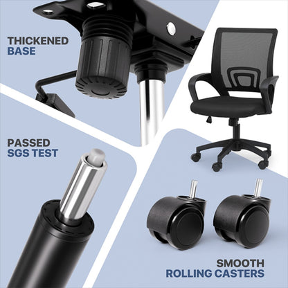 Ergonomic Office Chair Mid-Back Mesh Swivel Desk Chair with Lumbar Support Adjustable Height Sponge Seat Rolling Wheels, 300 lbs Capacity, 6 Colors, 1 or 2 Pack