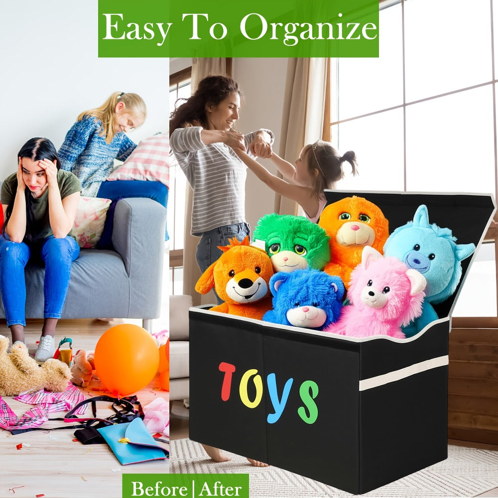 Extra Large Box, Collapsible Sturdy Kids Chest for Boys, Girls, Kids, Storage Organizer Storage Bins with Lids, Box Basket for Living Room, Bedroom, Nursery