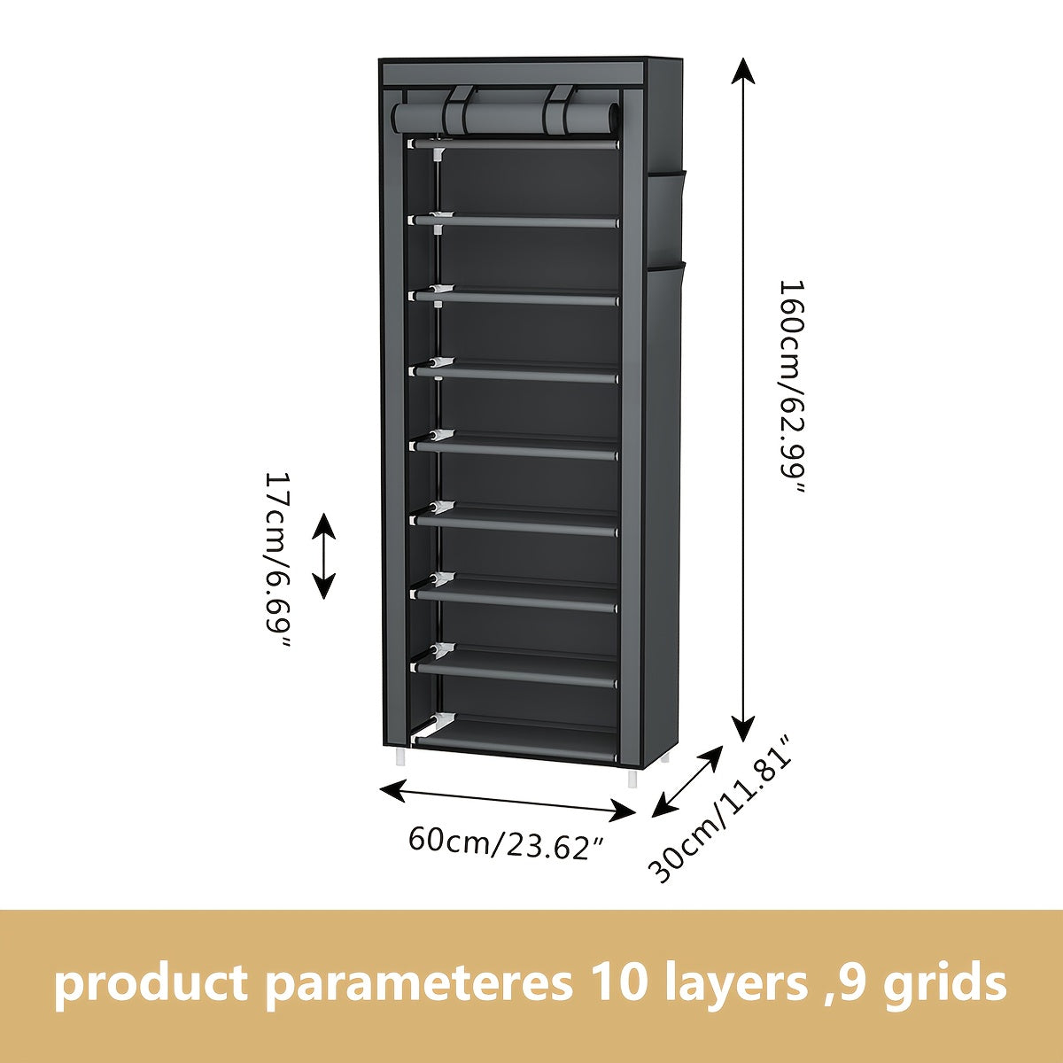 6/8/10/3 Tier Shoe Organizer with Nonwoven Fabric Cover Shoe Cabinet, Easy to Assemble, Portable Shoe Cabinet, Shoe Storage Shelf for 27-35 Pairs Of Shoes, Suitable for Various Scenes Such As Entryway, Suitable for Sneakers, High Heels, And Boots