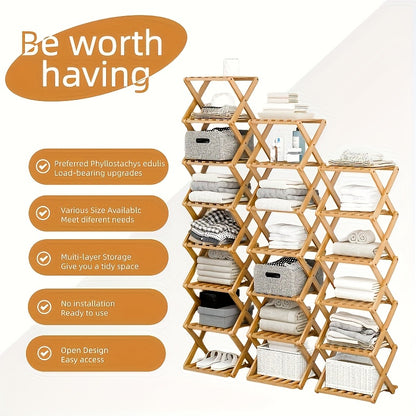1pc Does Not Need to Install Folding Bamboo Shoe Rack, Saving Space, Strong Storage Ability, Suitable for Small Space Bedroom Living Room Hall Wardrobe.Foldable, Shoe Rack, Shelf. Bamboo Shoe Rack. Receive Essential Gifts, Gifts, New Year Gifts.