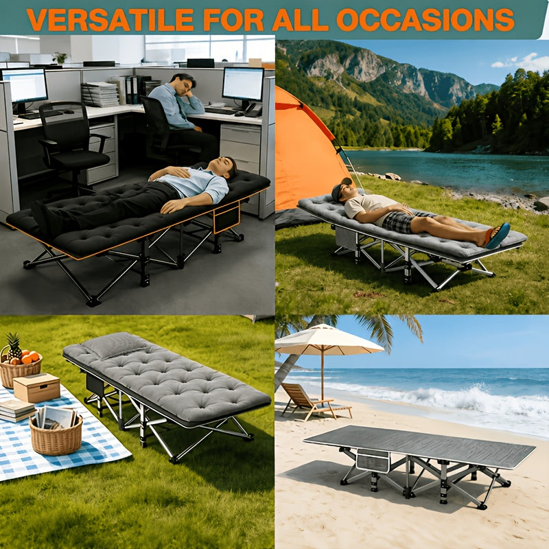 Bed Frame Sold Separately, 59/75 Inch Oversized Thick Folding Bed, Camping Bed, Portable Folding Guest Bed, with a Weight Capacity of 100/500/600/700 Pounds, Including Mattress, Suitable for Gardens, Balconies, Outdoors, And Camping