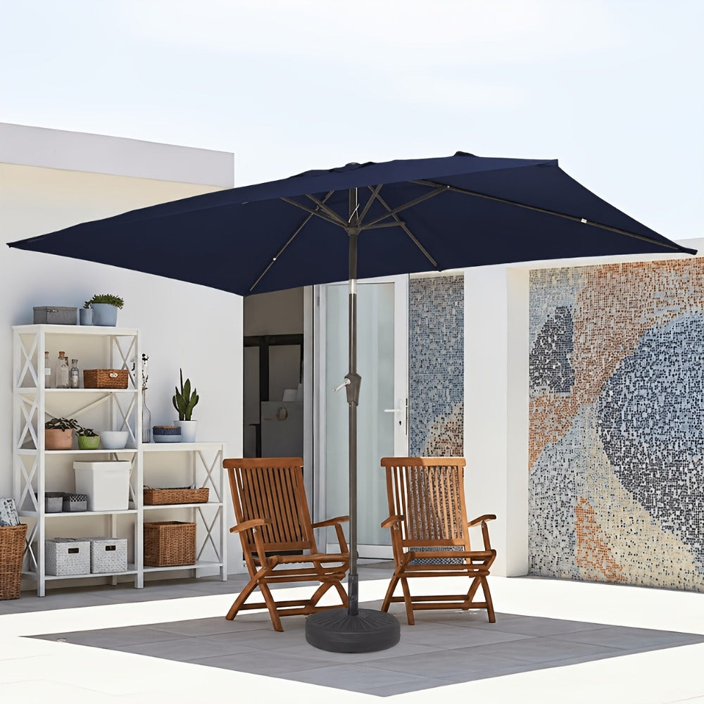 6.5x10 Ft Rectangular Patio Umbrella UV Protection Push Button Tilt Crank 6-Rib Market Table Umbrella for Pool Garden Backyard Deck 4 Colors