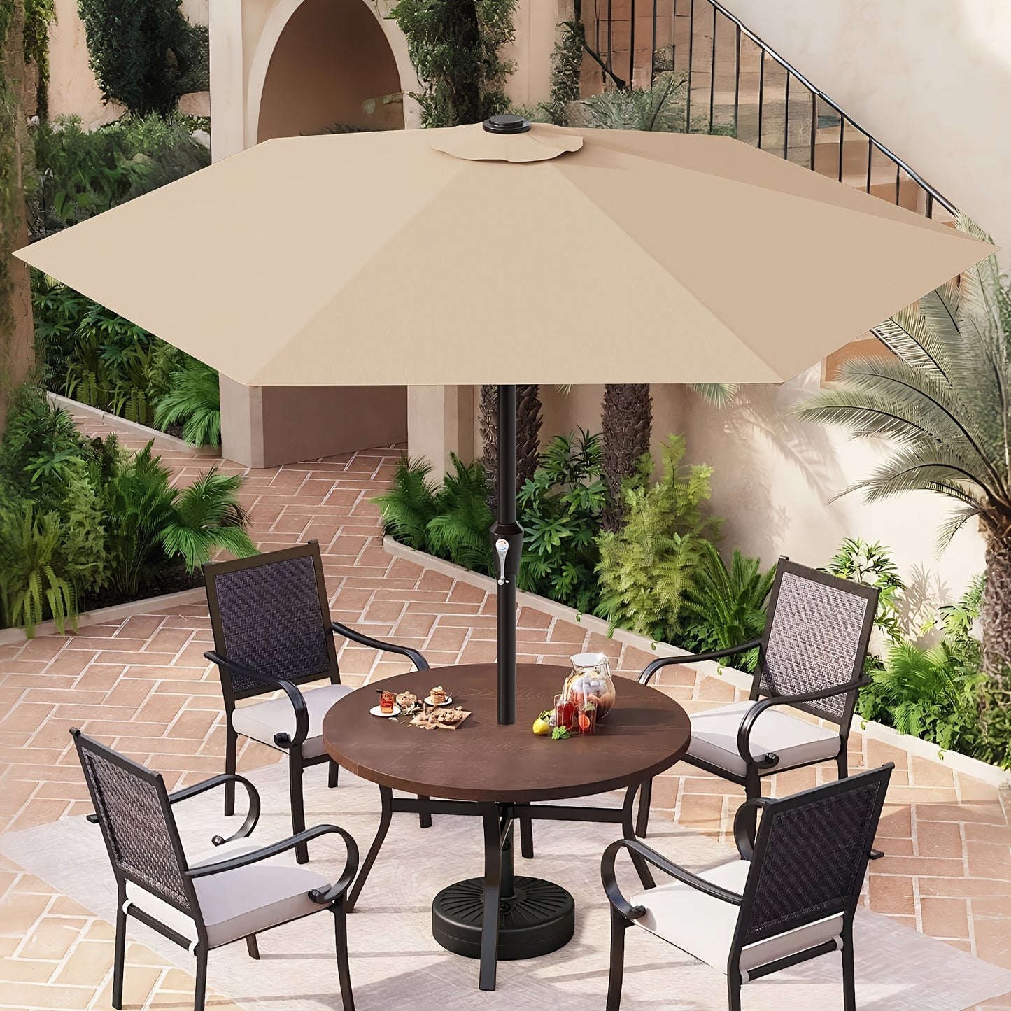 9FT Outdoor Patio Umbrella with Crank & 6 Sturdy Ribs, UV Protection Windproof, Market Table Umbrella Perfect for Deck, Backyard, Lawn And Garden, Pool Umbrella