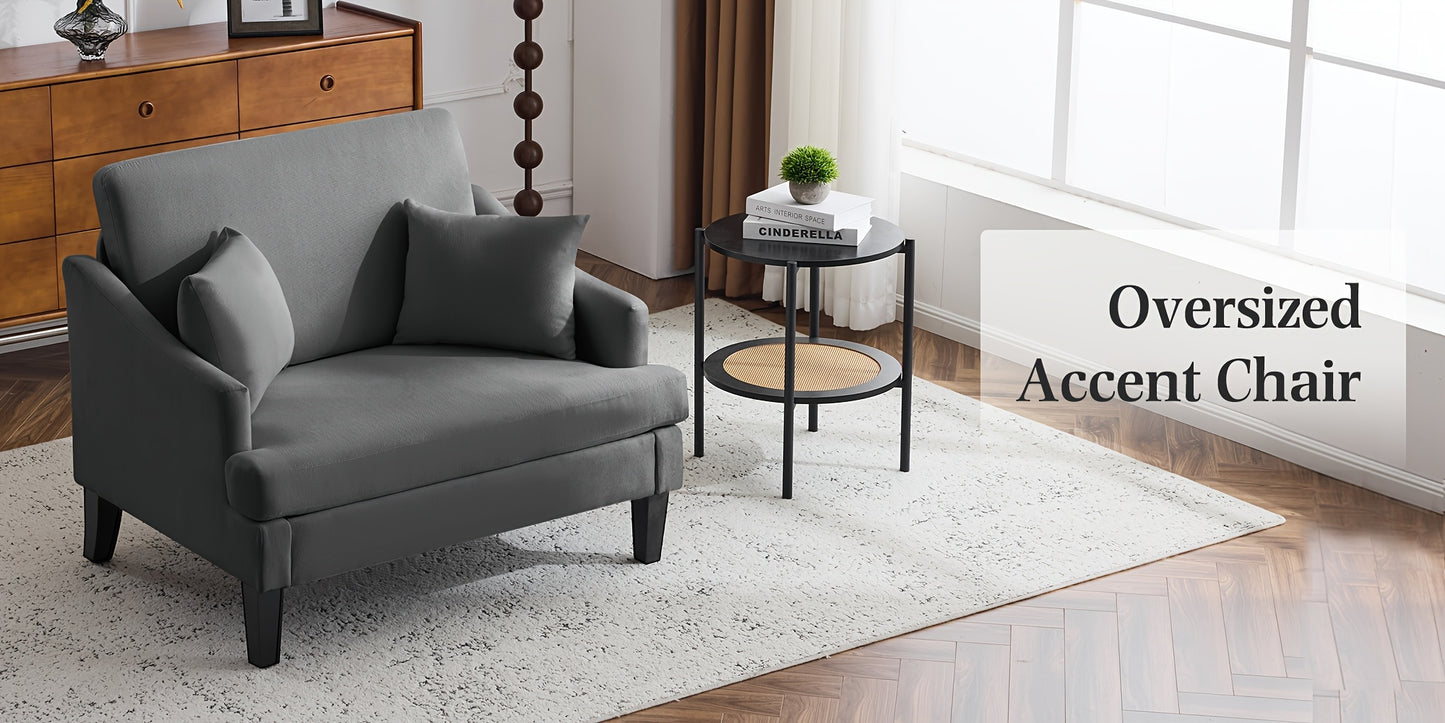 Bezseller Oversized Accent Chairs Set Of 1 & 2, 33.5'' Wide Seat Comfy Armchair With 2 Pillows, Upholstered Big Reading Chair, Modern Single Sofa Chair For Living Room Bedroom Apartment Office