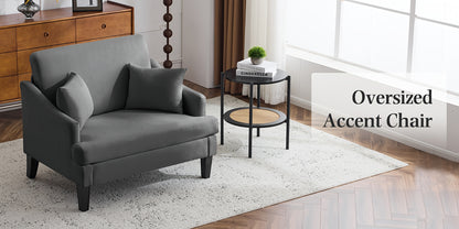 Bezseller Oversized Accent Chairs Set Of 1 & 2, 33.5'' Wide Seat Comfy Armchair With 2 Pillows, Upholstered Big Reading Chair, Modern Single Sofa Chair For Living Room Bedroom Apartment Office