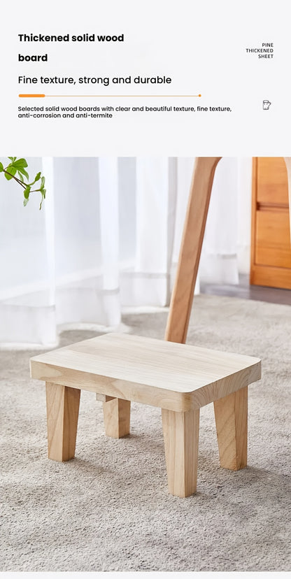 1pc Solid Wood Japanese-Style Square Stool - Wood Low Seat Chair, No Cushion, Square Base Footrest for /Outdoor Use, Living Room, Bedroom,, Entryway, Japanese Tatami Stool, Easy-Clean Furniture