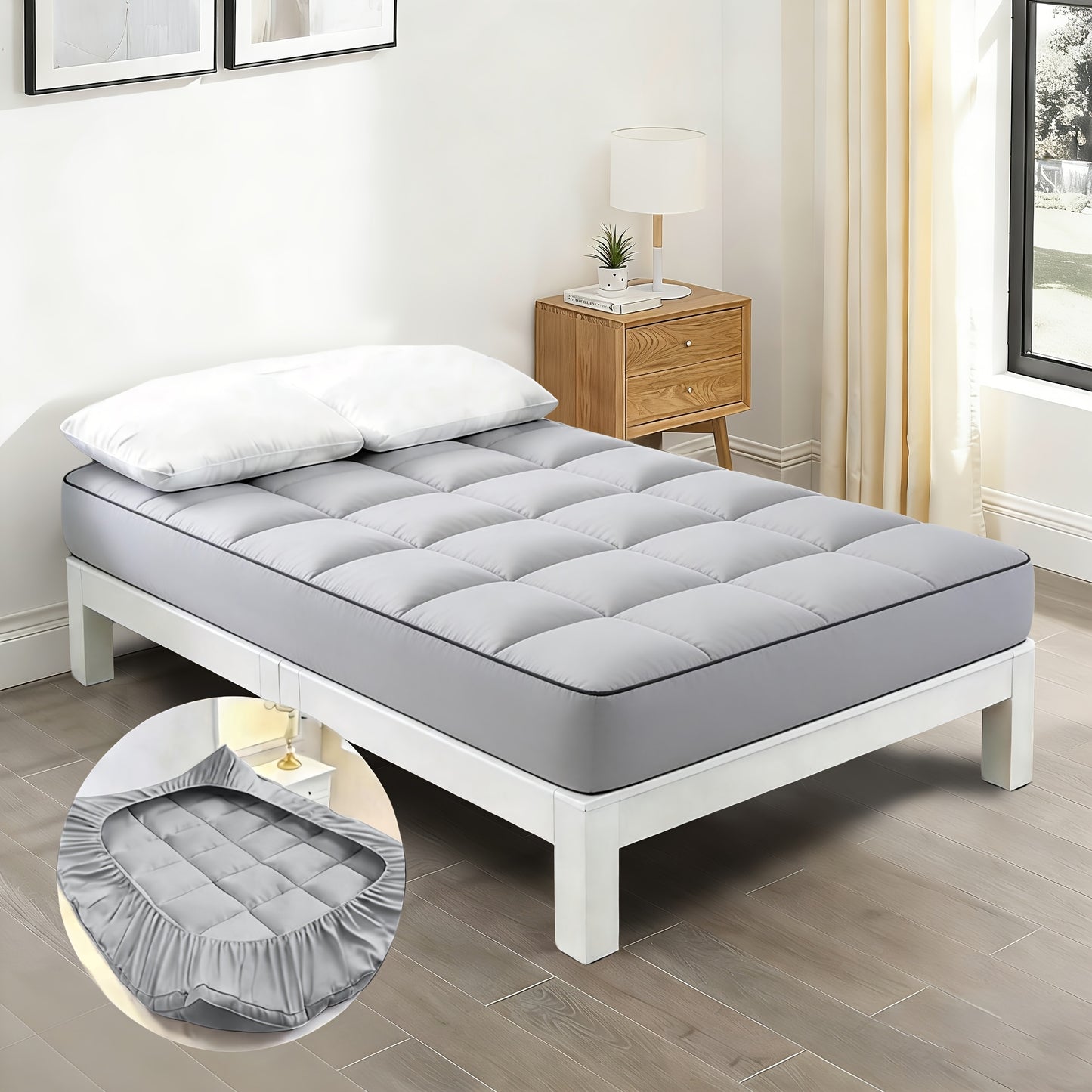 Folding Bed Topper Roll-Up | Soft Portable Mattress Pad for Bed Frame, Guest Room, Dorm & RV – Twin Full Queen King, Multiple Colors