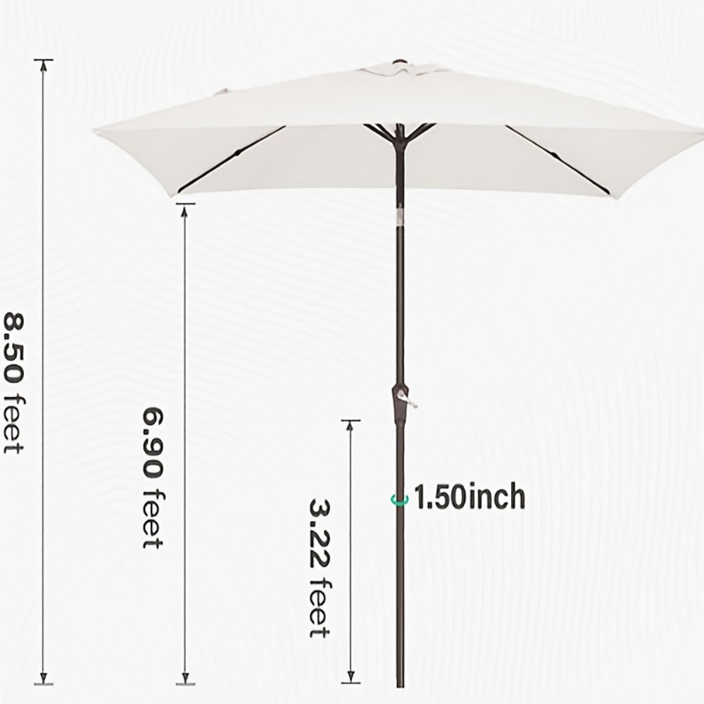 6.5x10 Ft Rectangular Patio Umbrella UV Protection Push Button Tilt Crank 6-Rib Market Table Umbrella for Pool Garden Backyard Deck 4 Colors