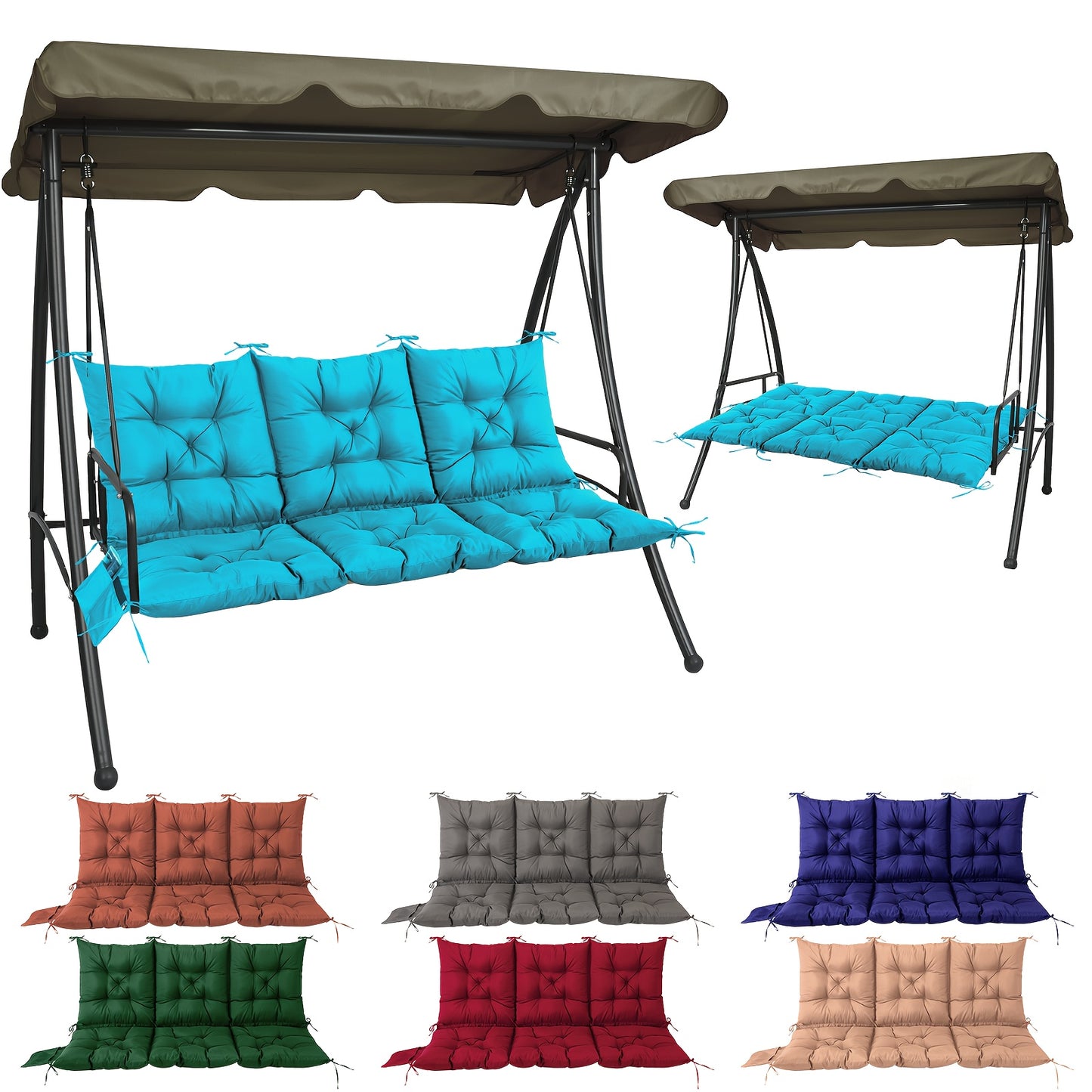 60X40 Inches Porch Swing Cushions, Patio Furniture Cushions with Straps And Backrest, 5" Thick, Outdoor Christmas Decoration, Christmas Gift, Outdoor Cushions for Patio Furniture, for Backyard And Garden (Swing Not Included)