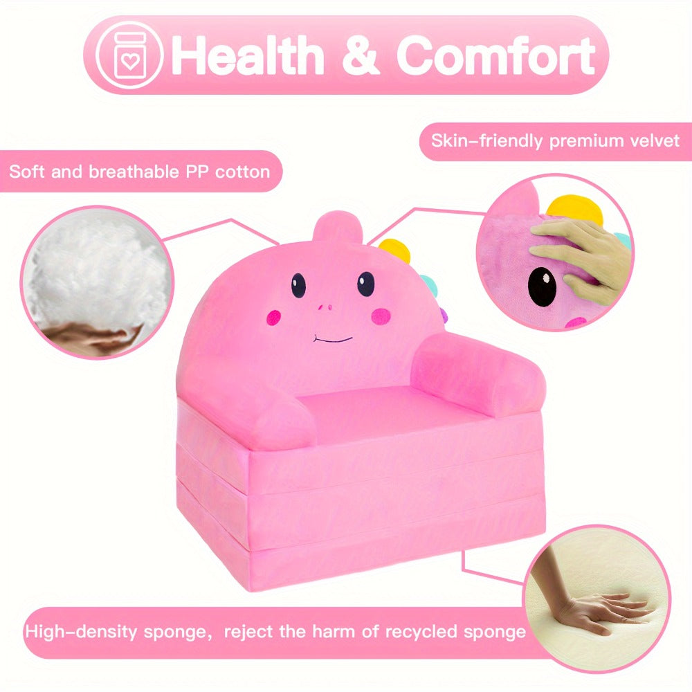 Foldable Couch, a Velvet 2-In-1 Convertible Sofa for Toddlers, Cozy Chair for Reading And Napping, Suitable for Both Boys And Girls