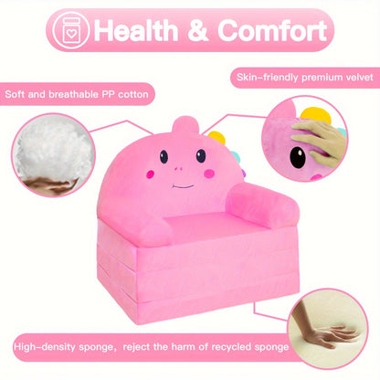 Foldable Couch, a Velvet 2-In-1 Convertible Sofa for Toddlers, Cozy Chair for Reading And Napping, Suitable for Both Boys And Girls