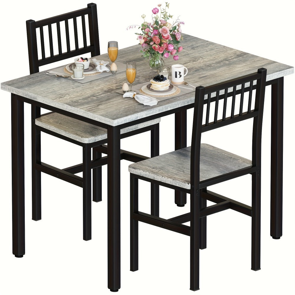 3-Piece Small Space Dining Table & Chair Set with Ladder Back Chairs – Compact Kitchen Table Set for Living Room, Bedroom & Apartment