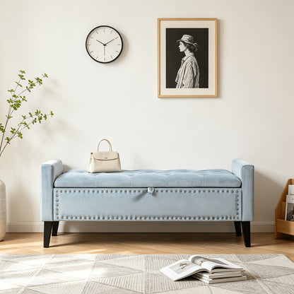 46.9" Storage Ottoman, Upholstered Bed Bench with Storage, End of Bed Ottoman