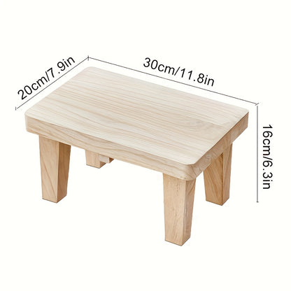 1pc Solid Wood Japanese-Style Square Stool - Wood Low Seat Chair, No Cushion, Square Base Footrest for /Outdoor Use, Living Room, Bedroom,, Entryway, Japanese Tatami Stool, Easy-Clean Furniture