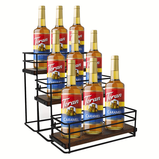3-Tier Coffee Syrup Bottle Organizer Rack - No Installation Needed, Perfect for Coffee Bar, Liquor Bottle Display, and Countertop Storage