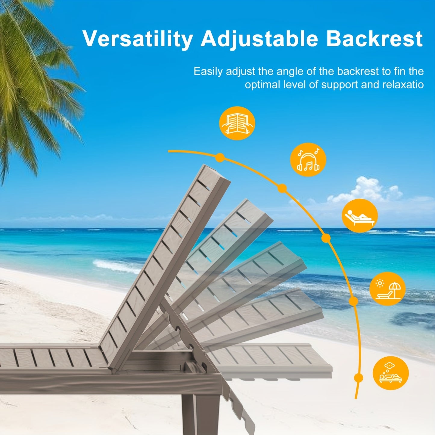 Outdoor Adjustable Backrest Outdoor Garden Lounge Chair | Waterproof Sunscreen Resin Material | Anti-ultraviolet And Anti-corrosion | Balcony Garden Pool Beach Holiday Leisure Chair, Perfect Holiday Gift for Halloween, Christmas, Thanksgiving