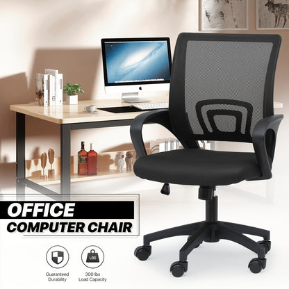 Ergonomic Office Chair | Mid-Back Swivel Desk Chair | Breathable Backrest And Lumbar Support | Adjustable Height | Sponge Seat | Rolling Wheels | Dark Blue | for Adults And Women 19.5"D X 22"W X 39"H