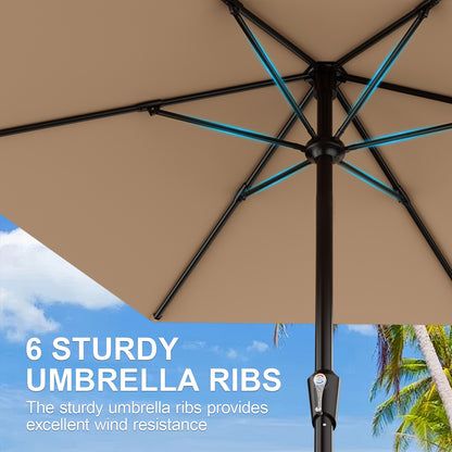 9FT Outdoor Patio Umbrella with Crank & 6 Sturdy Ribs, UV Protection Windproof, Market Table Umbrella Perfect for Deck, Backyard, Lawn And Garden, Pool Umbrella