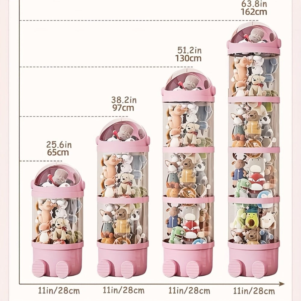 Four-layer Transparent Large-capacity Plastic Storage Bucket, Plush Animal House Design, High-transparency Storage Bucket, Keeps Plush Tidy, Suitable for Dollhouse Bedrooms And Living Room Decor, Perfect Mother's Day Gift